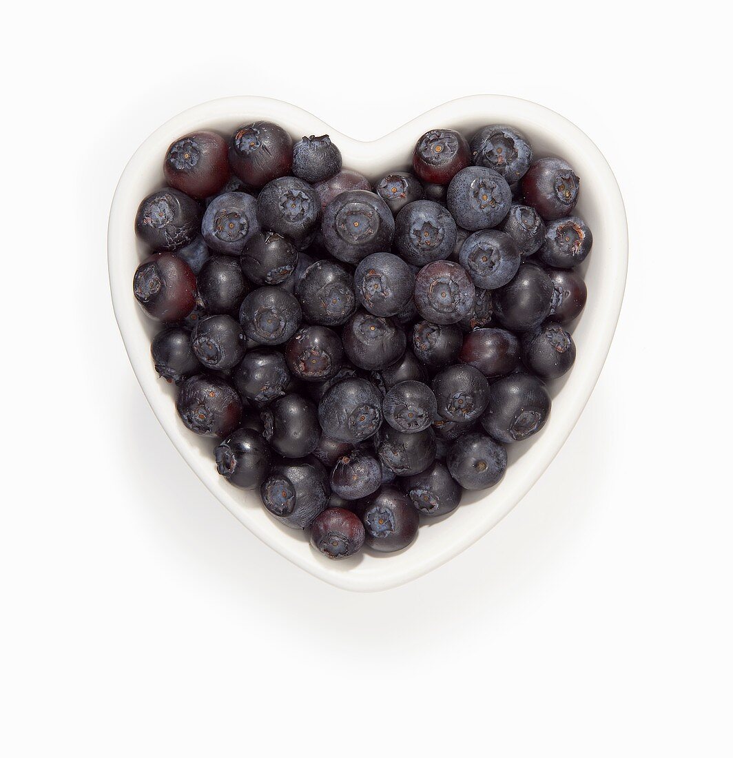 Blueberries in a Heart Shaped Bowl