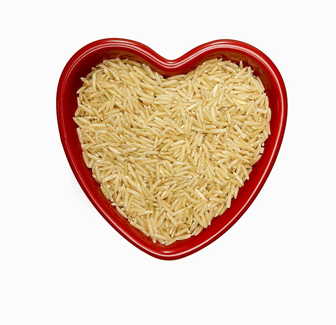 Brown Rice in a Heart Shaped Bowl