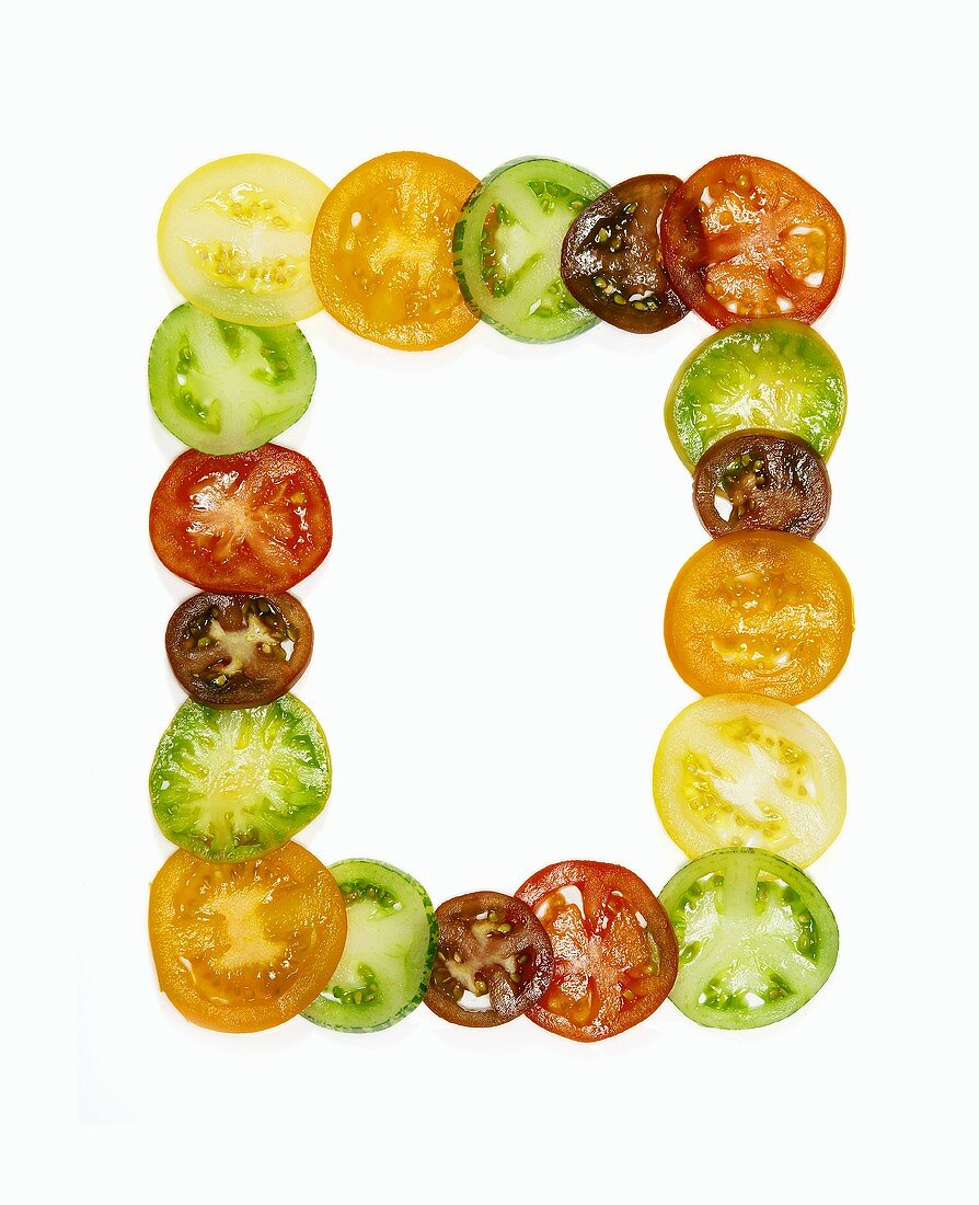 Heirloom Tomato Slices in the Shape of a Frame