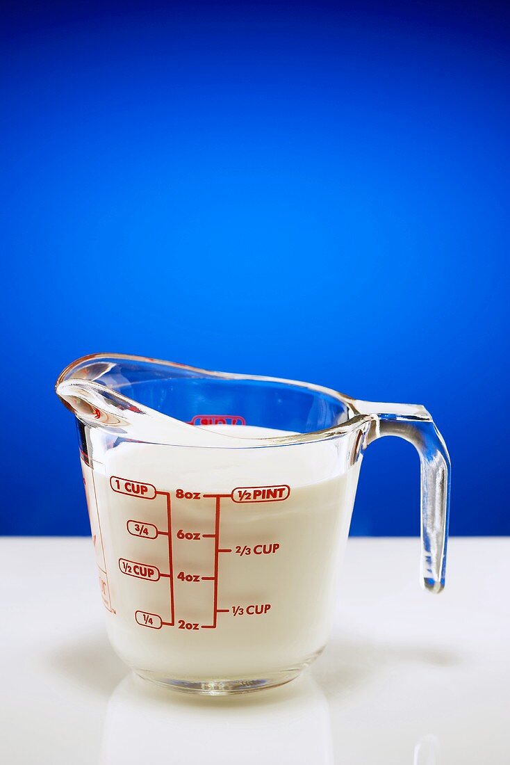 Milch im Messbecher aus Glas