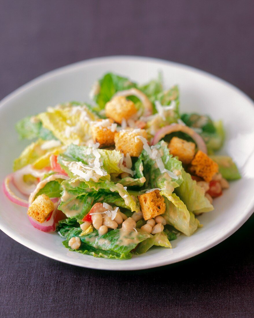 Caesar Salad with White Beans
