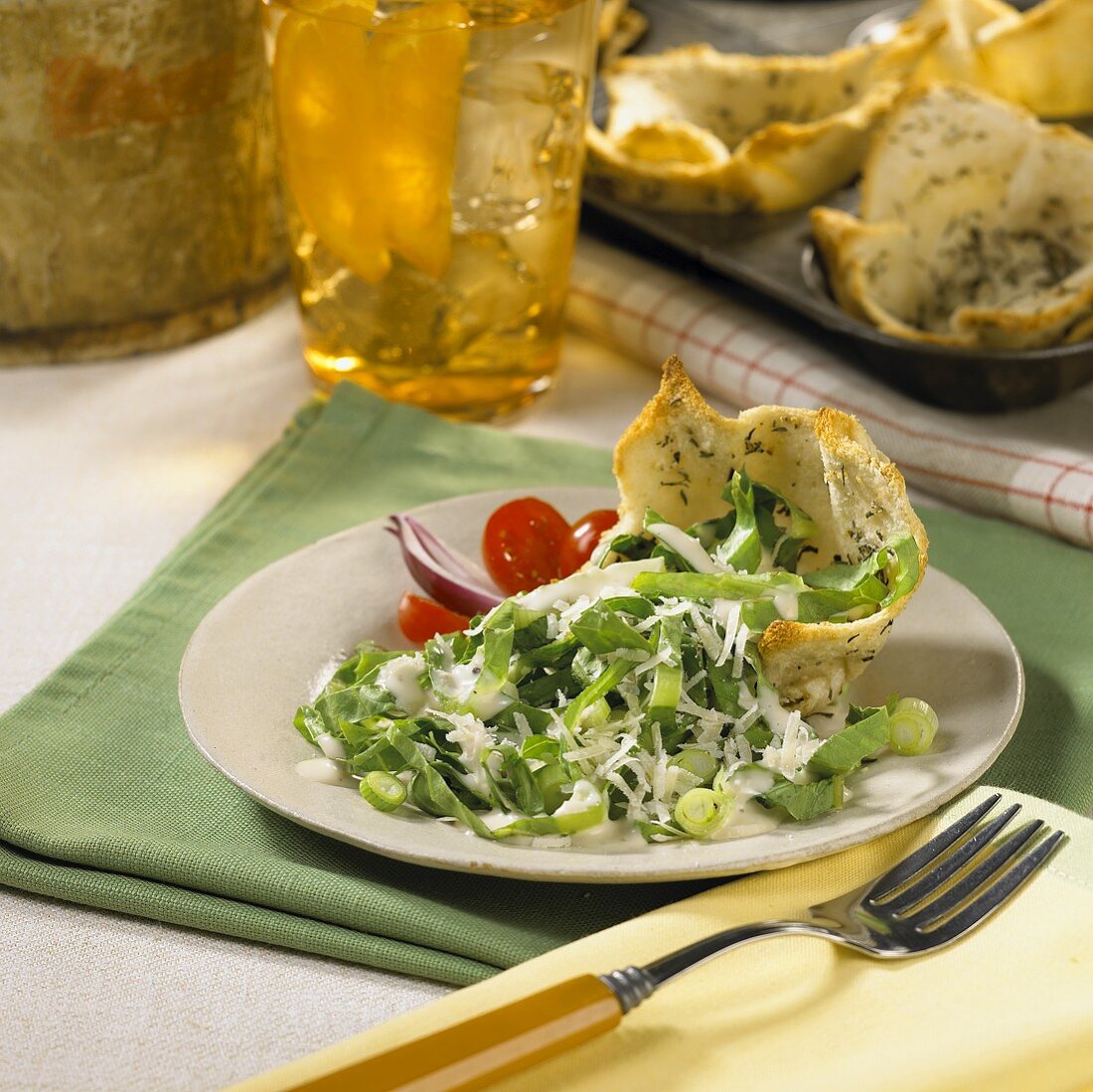 Caesar Salad with Crouton Cups