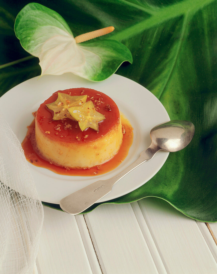 Coconut Flan with Star Fruit