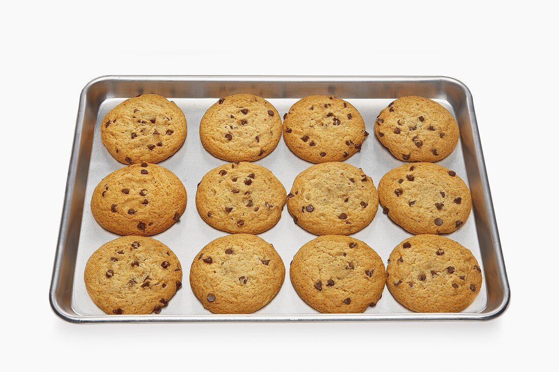 Chocolate Chip Cookies on a Cookie Sheet