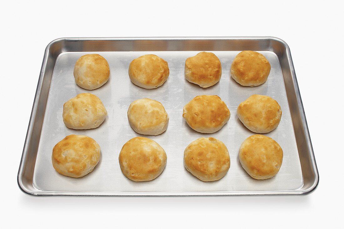 Cooked Biscuits on a Cookie Sheet