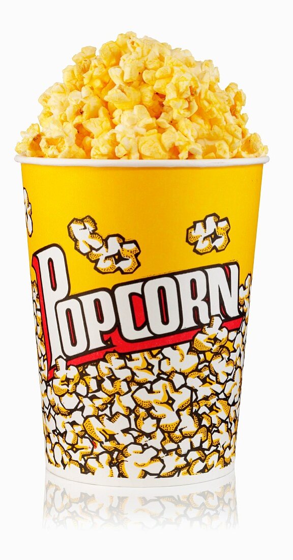 A large bucket of popcorn