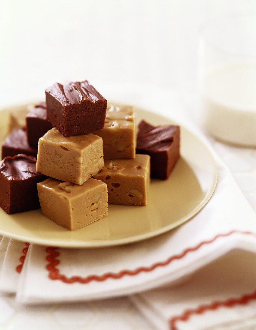 Pieces of Chocolate and Peanut Butter Fudge