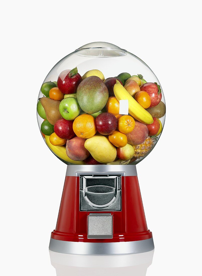 Mixed Fruit in a Candy Dispenser