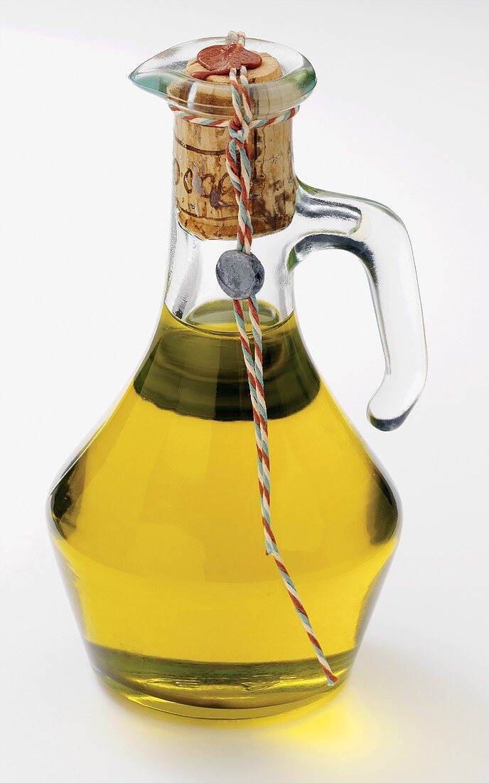 A Carafe of Olive Oil with Cork Stopper