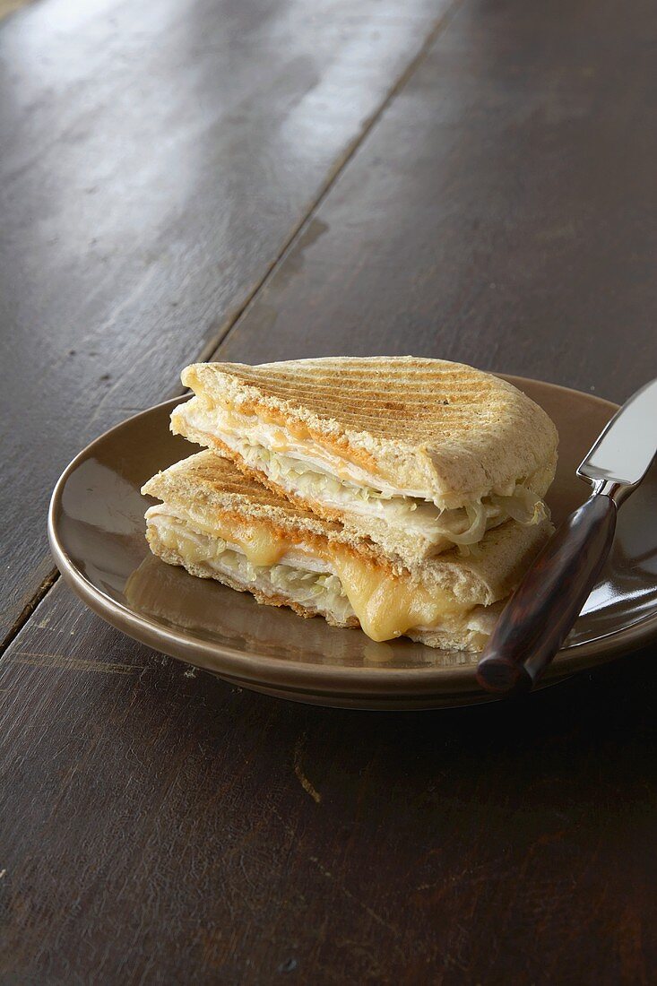 A Turkey Panini with Cheese