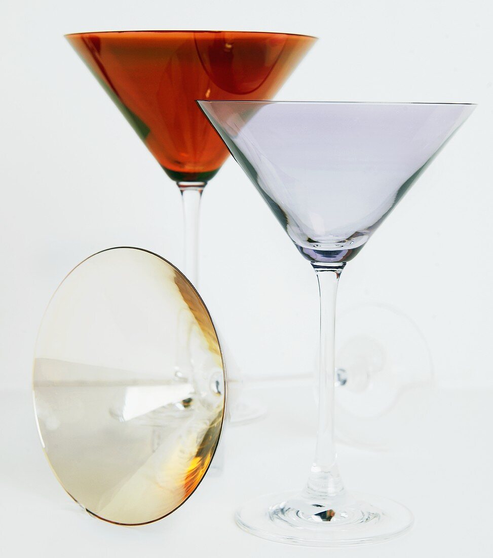 Three Empty Martini Glasses