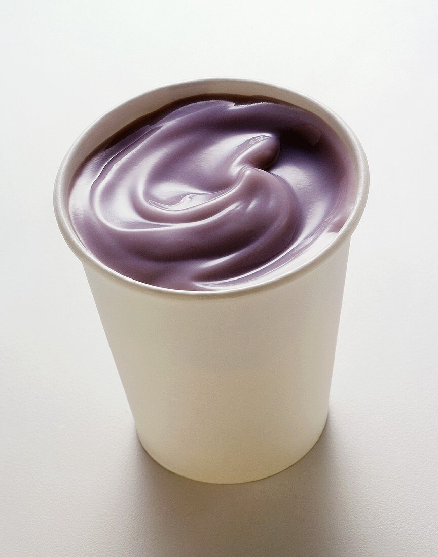 Blueberry Yogurt in a White Cup