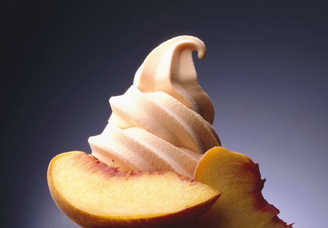 Soft serve peach ice cream