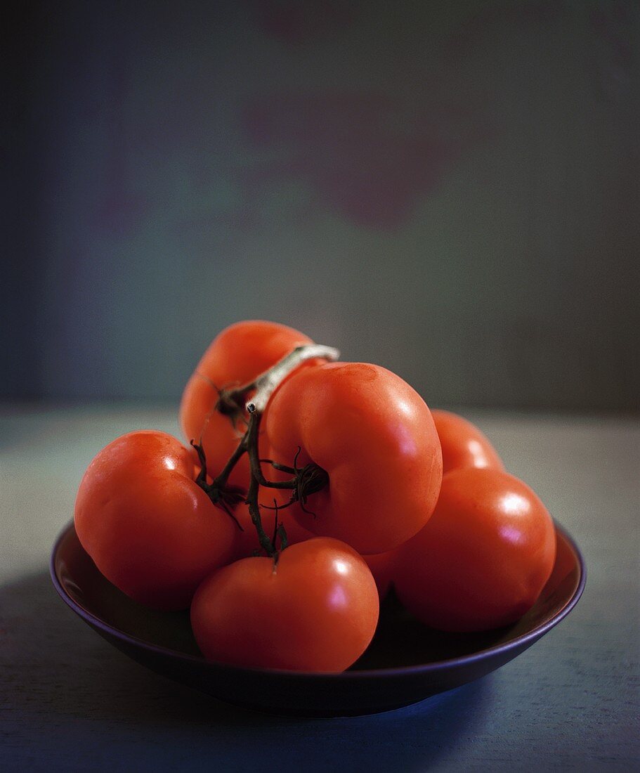 Vine ripened tomatoes in a bowl