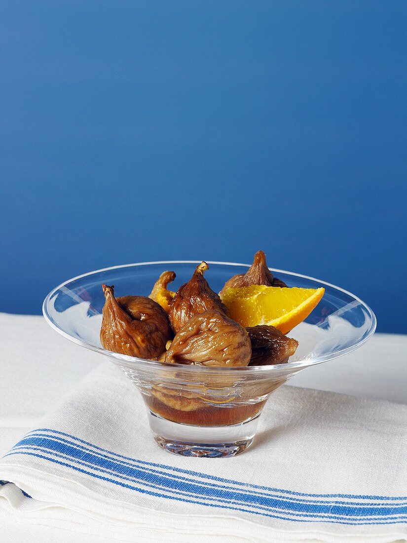 Figs in Syrup with an Orange Wedge