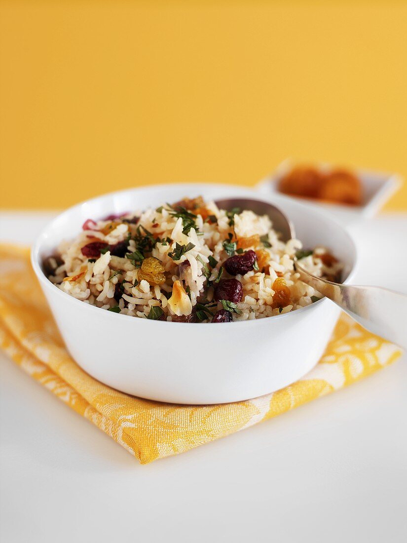 Rice Pilaf with Parsley, Dried Cranberries and Golden Raisins