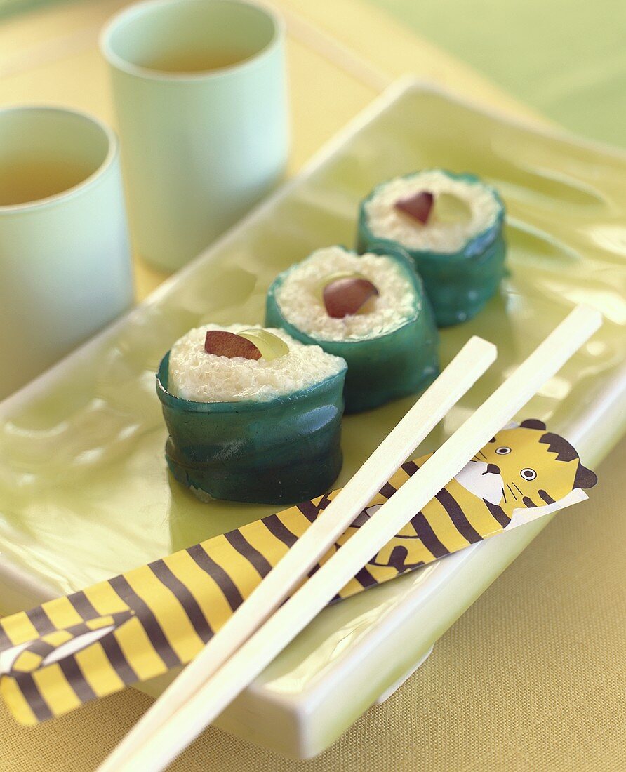 Children’s sushi with rice pudding