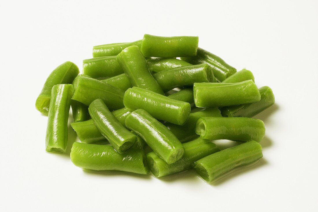 Cooked Green Beans on White Background
