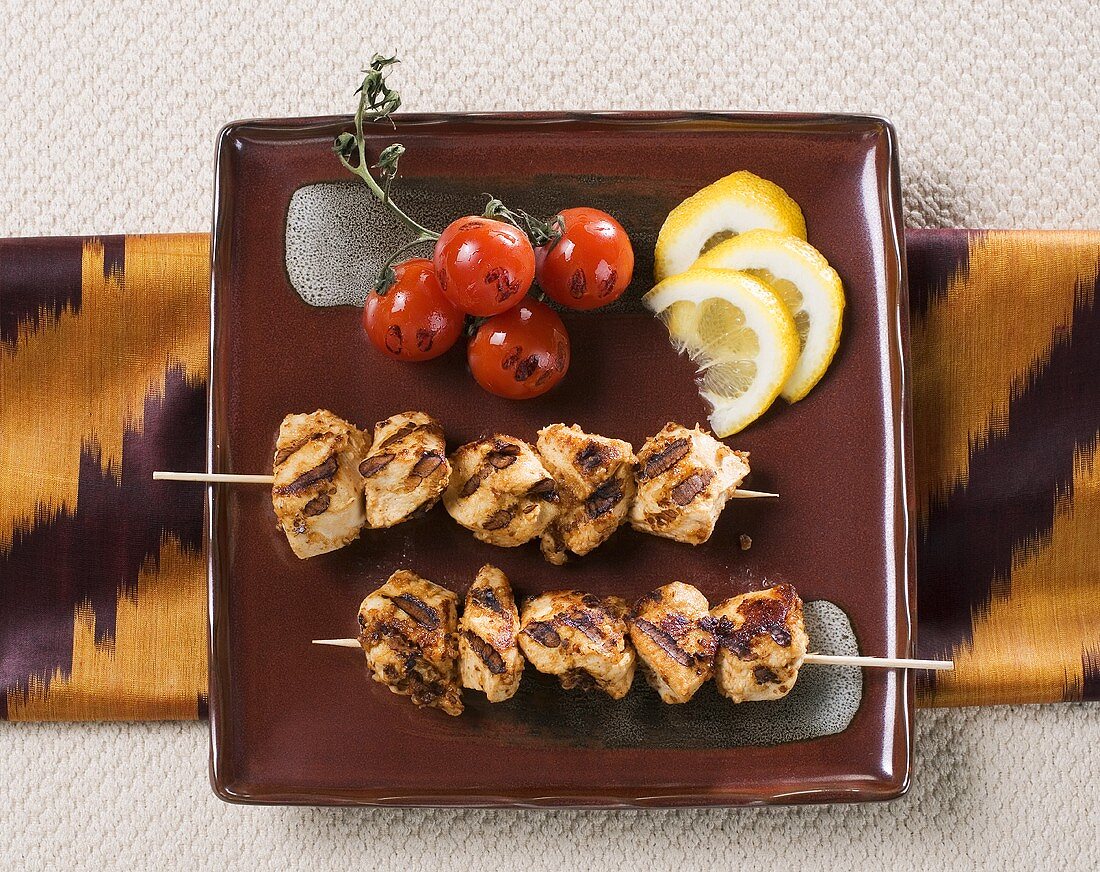 Chicken kebabs with cherry tomatoes