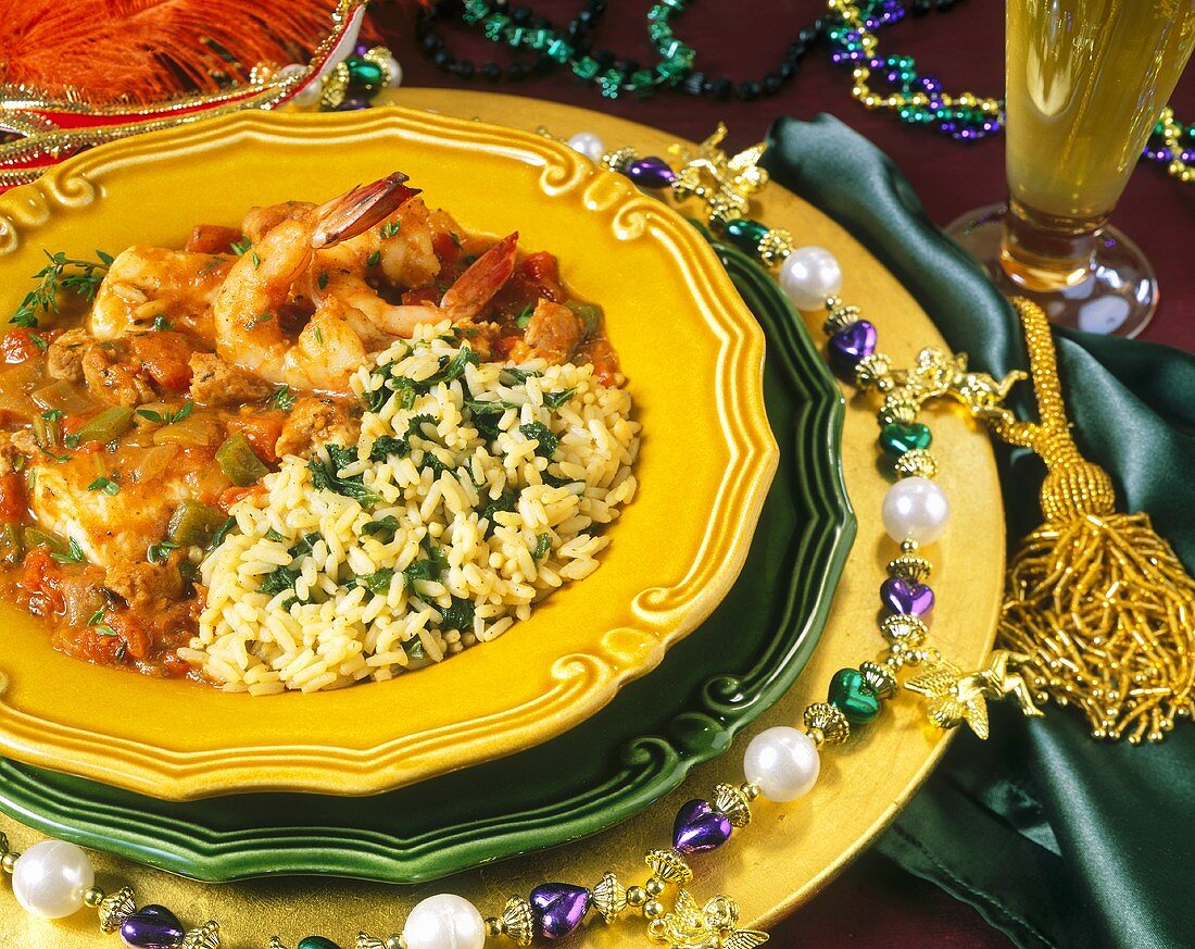 Gumbo with rice for Mardi Gras (New Orleans, USA)