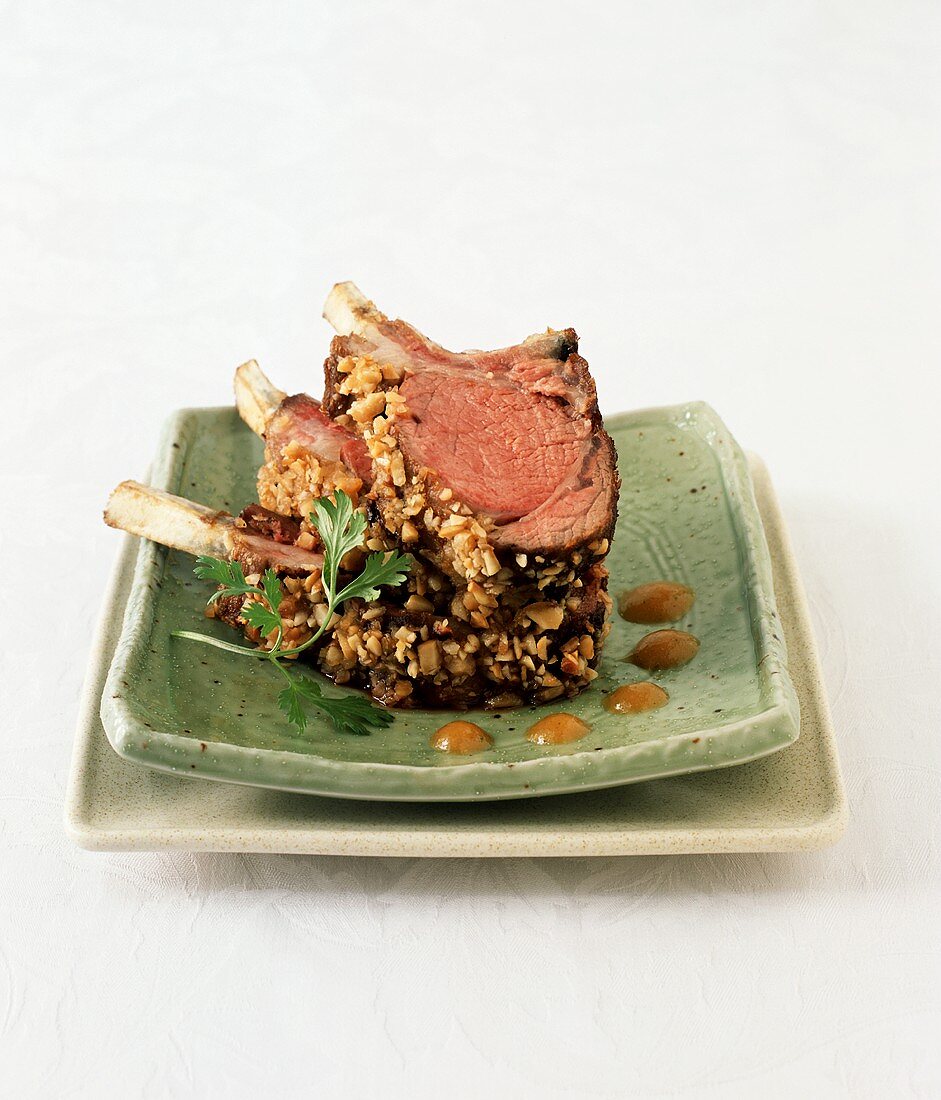 Lamb chops with nut crust