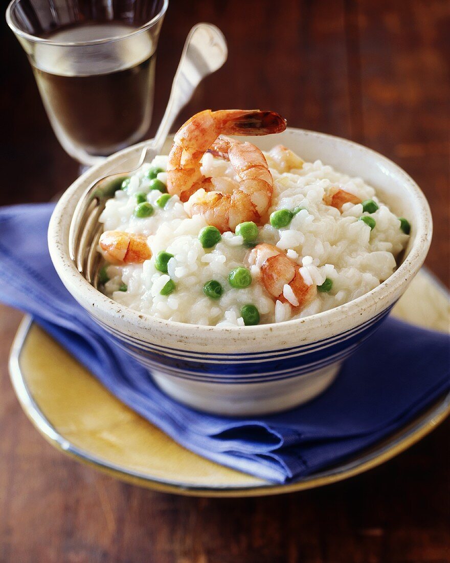 Risotto mit Shrimps und Erbsen