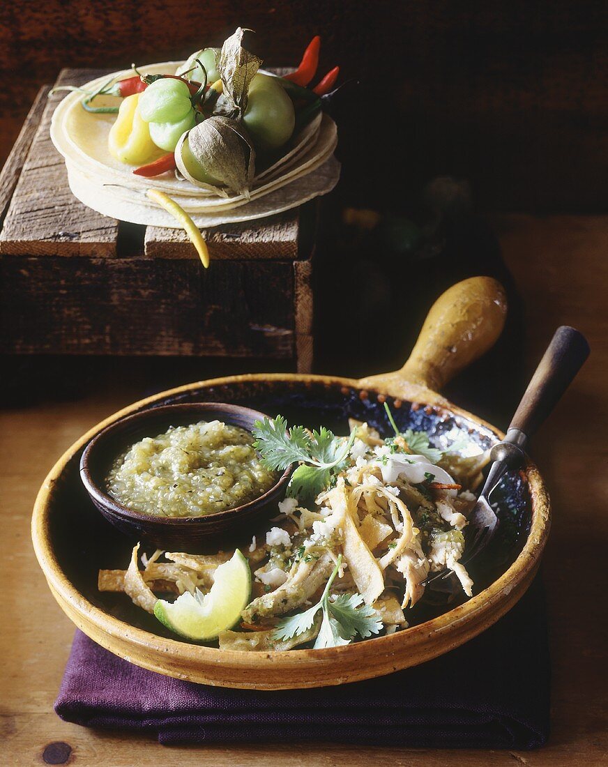 Chicken taco salad with tomatillo sauce