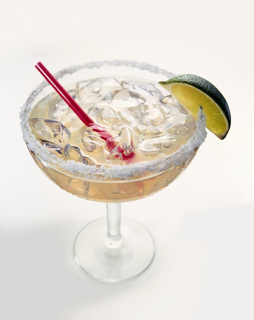 Margarita in glass with salted rim