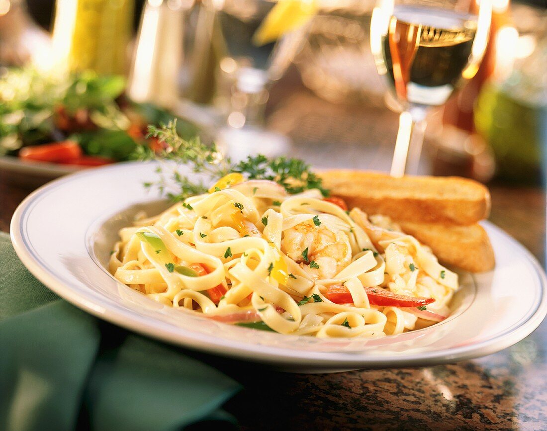 Fettuccini Entree with Wine