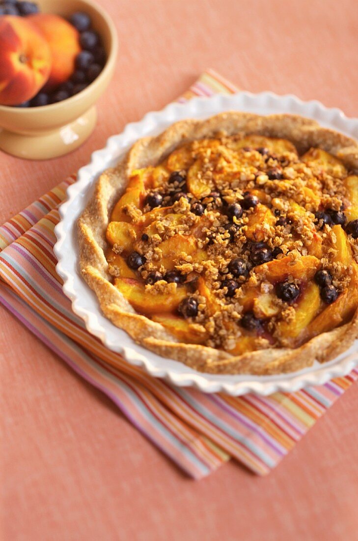 Peach and blueberry pie