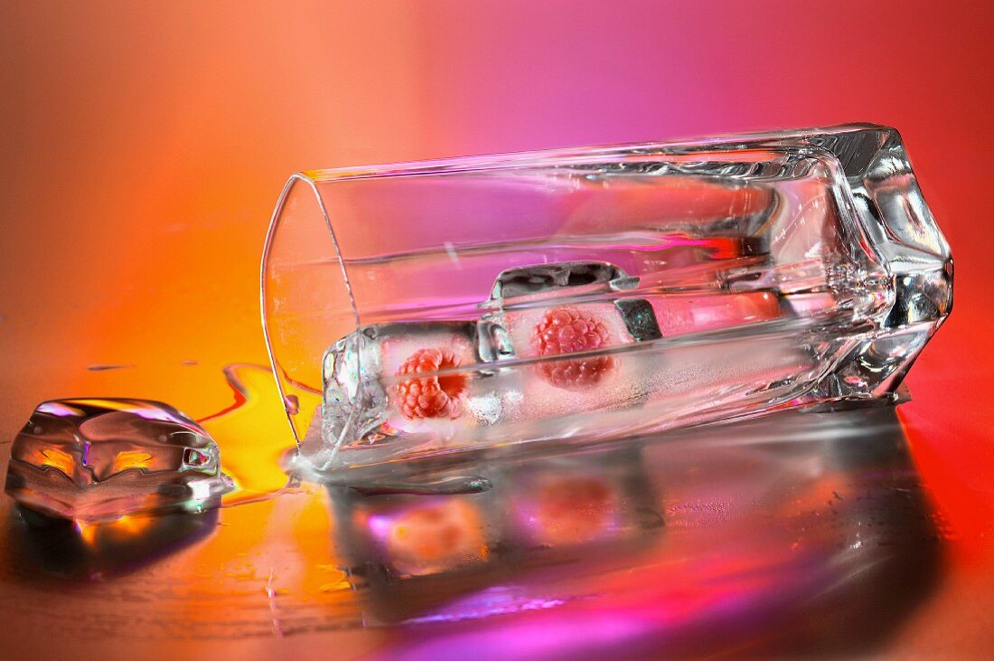 Glass with Frozen Raspberries