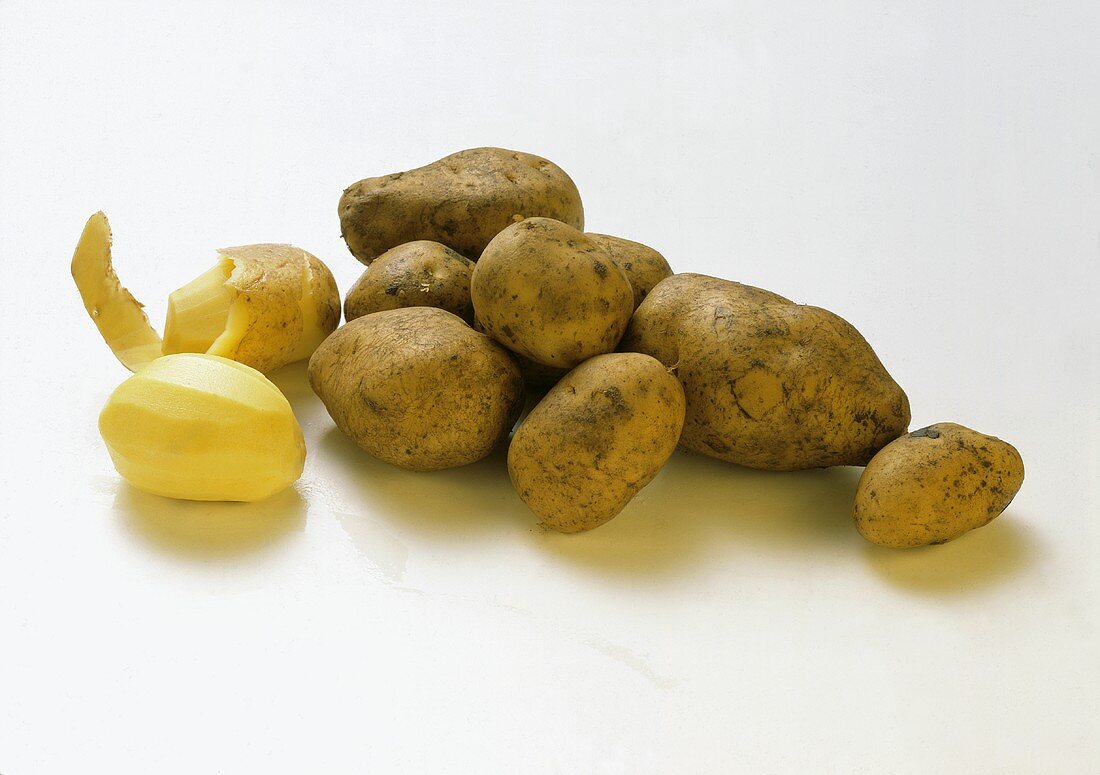 Fresh Potatoes; One Peeled