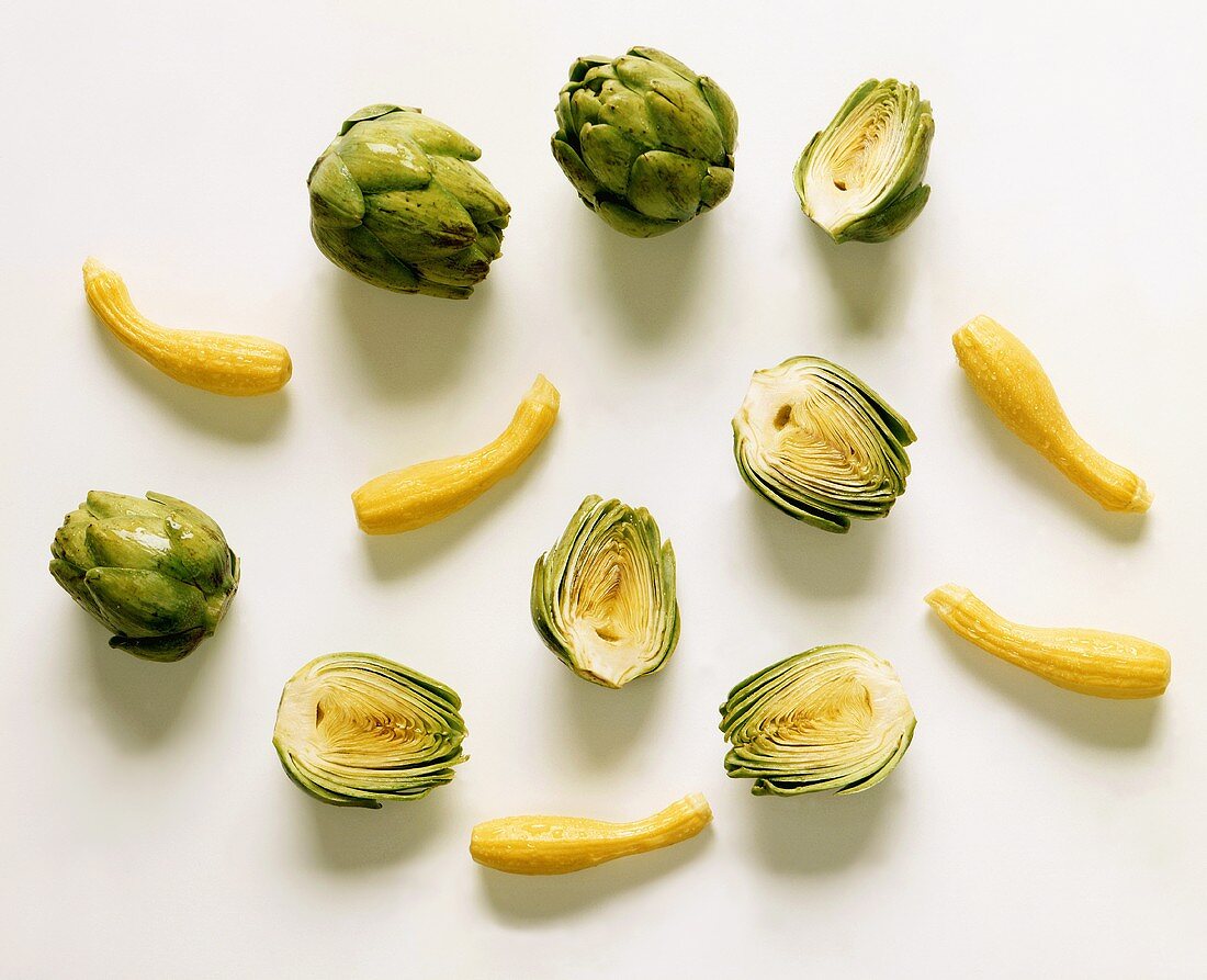 Artichokes and Yellow Italian Summer Squash