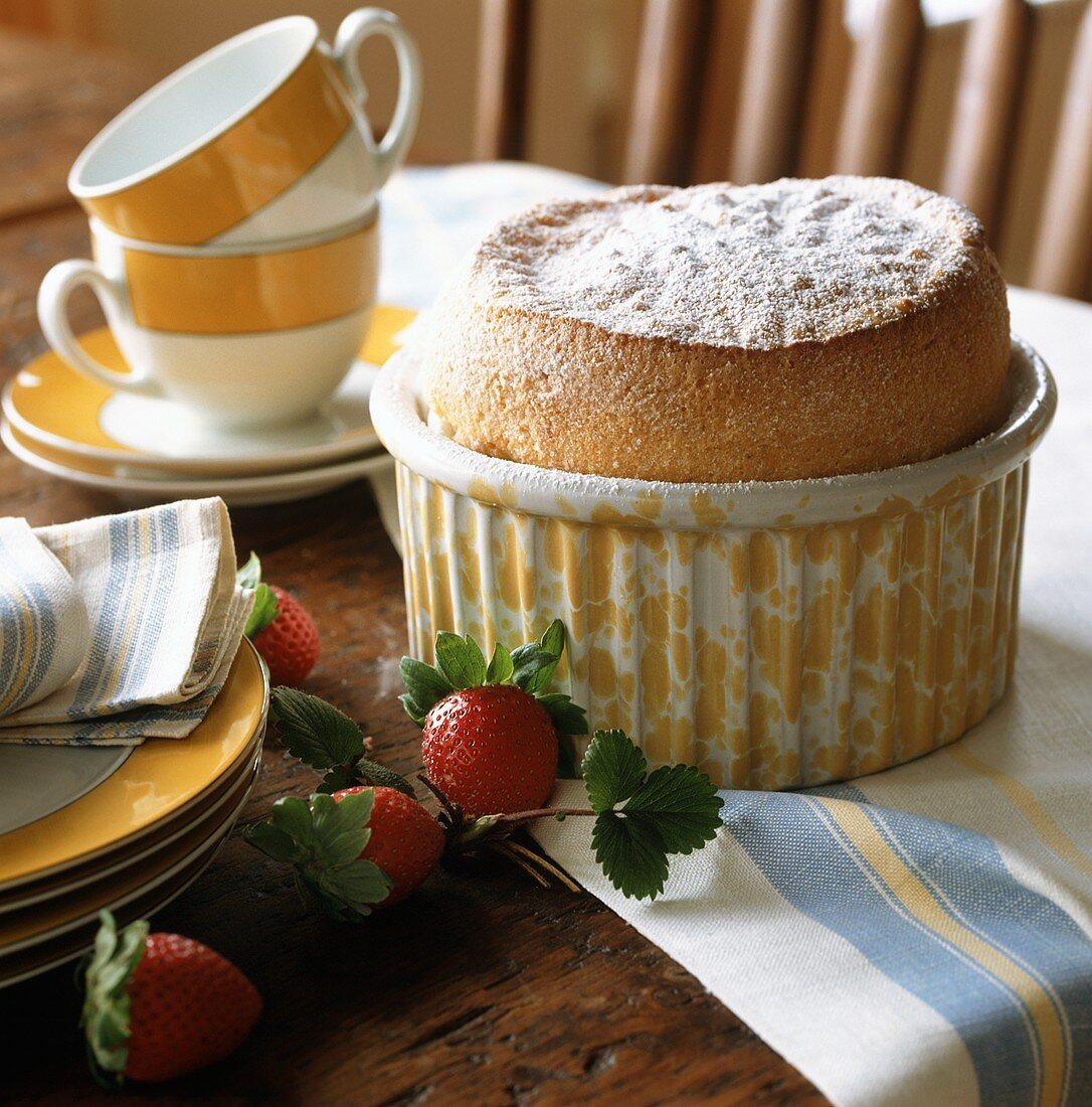 Vanilla soufflé with Alpine strawberries