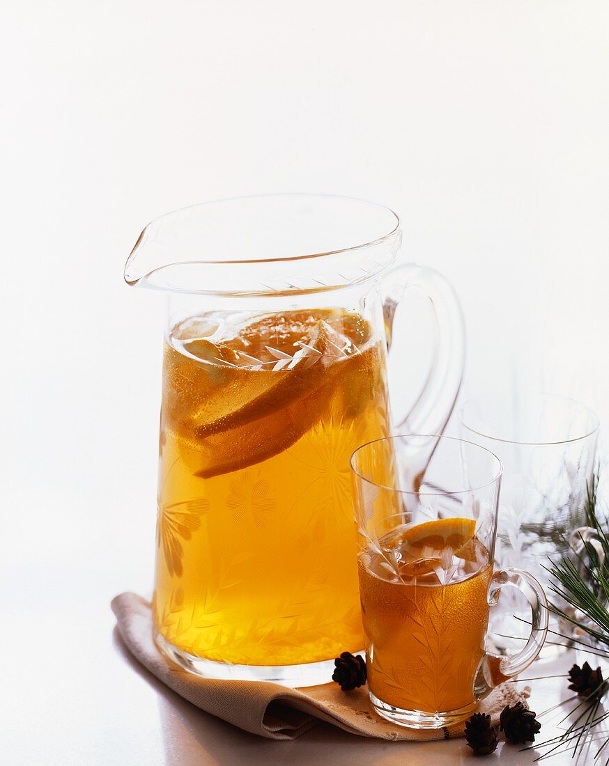 Pitcher and Glass of Cider; Pine Cones and Needles