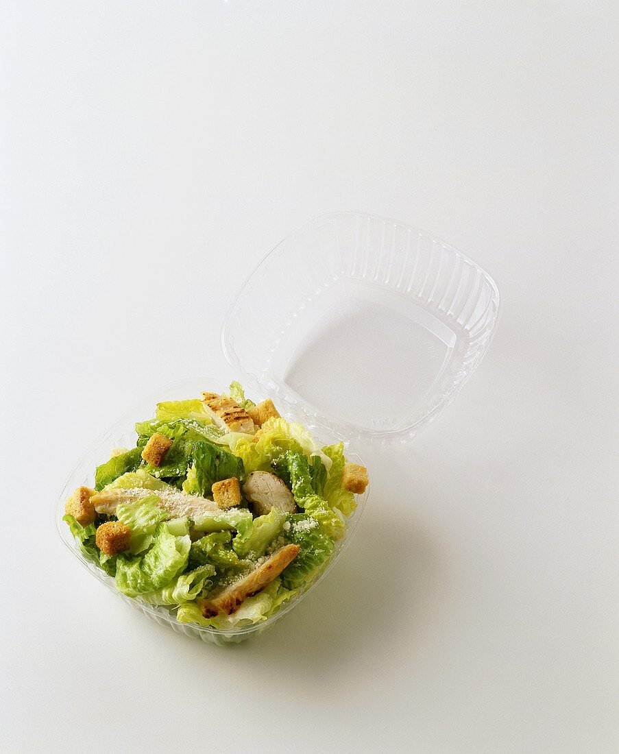 Chicken Caesar Salad in Take Out Container