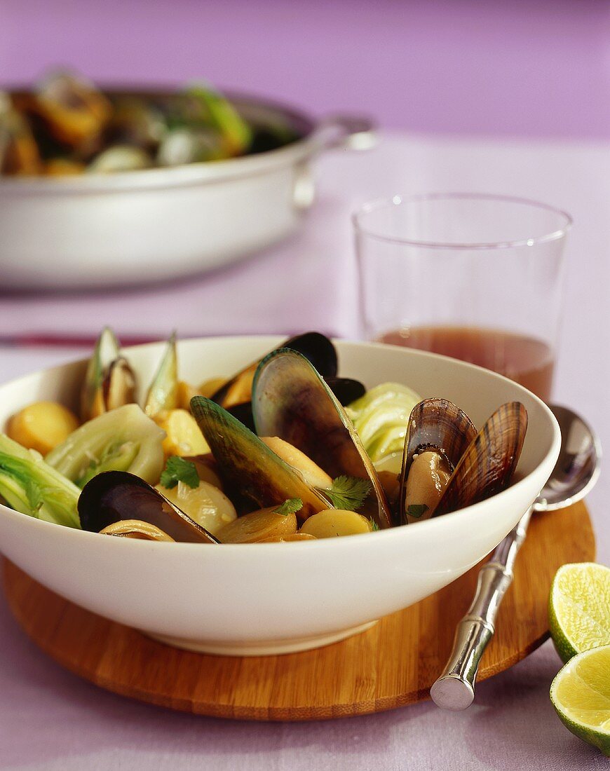 Green Lip Mussel Stew with Bok Choy