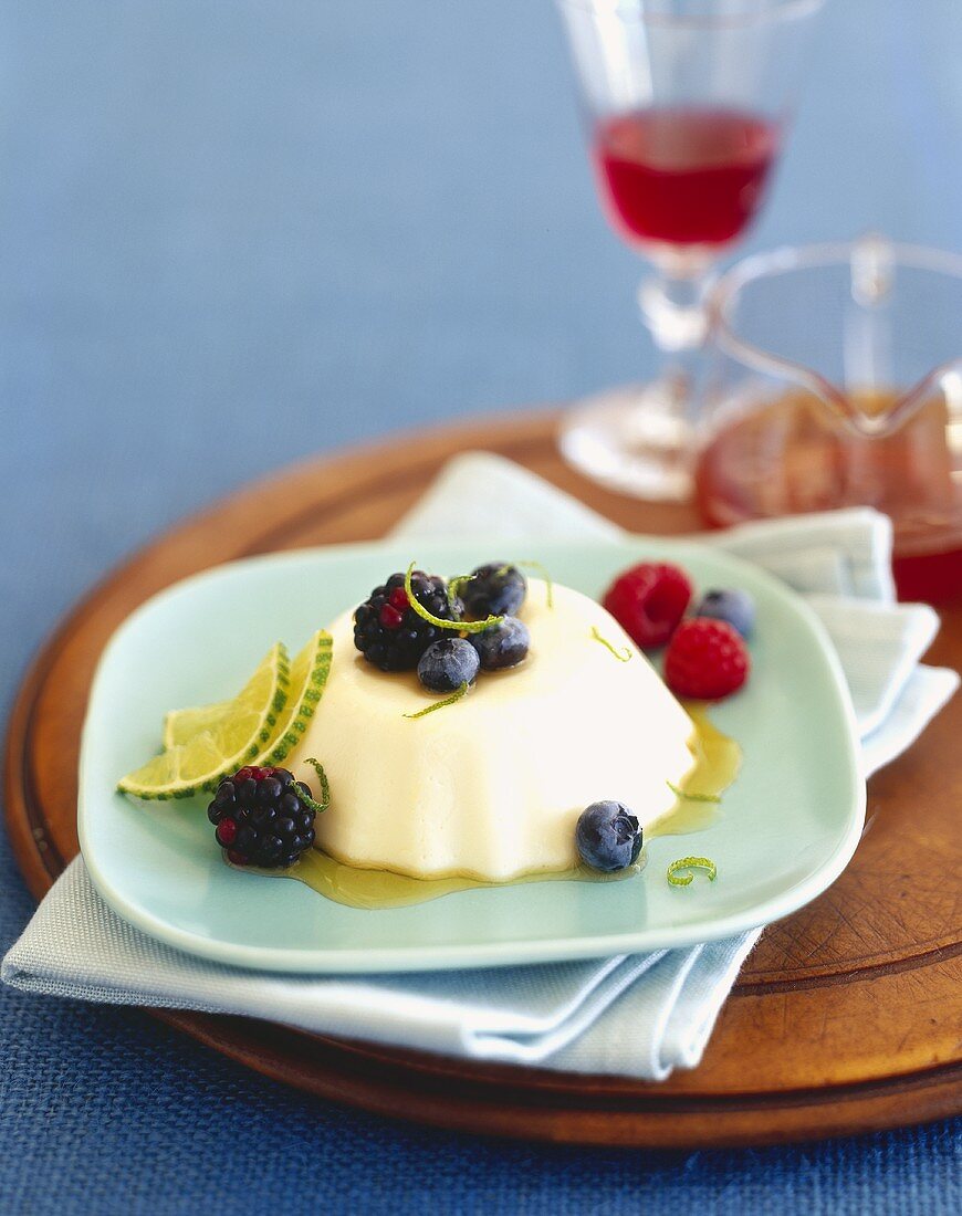 Panna Cotta with Berries and Lime Sauce