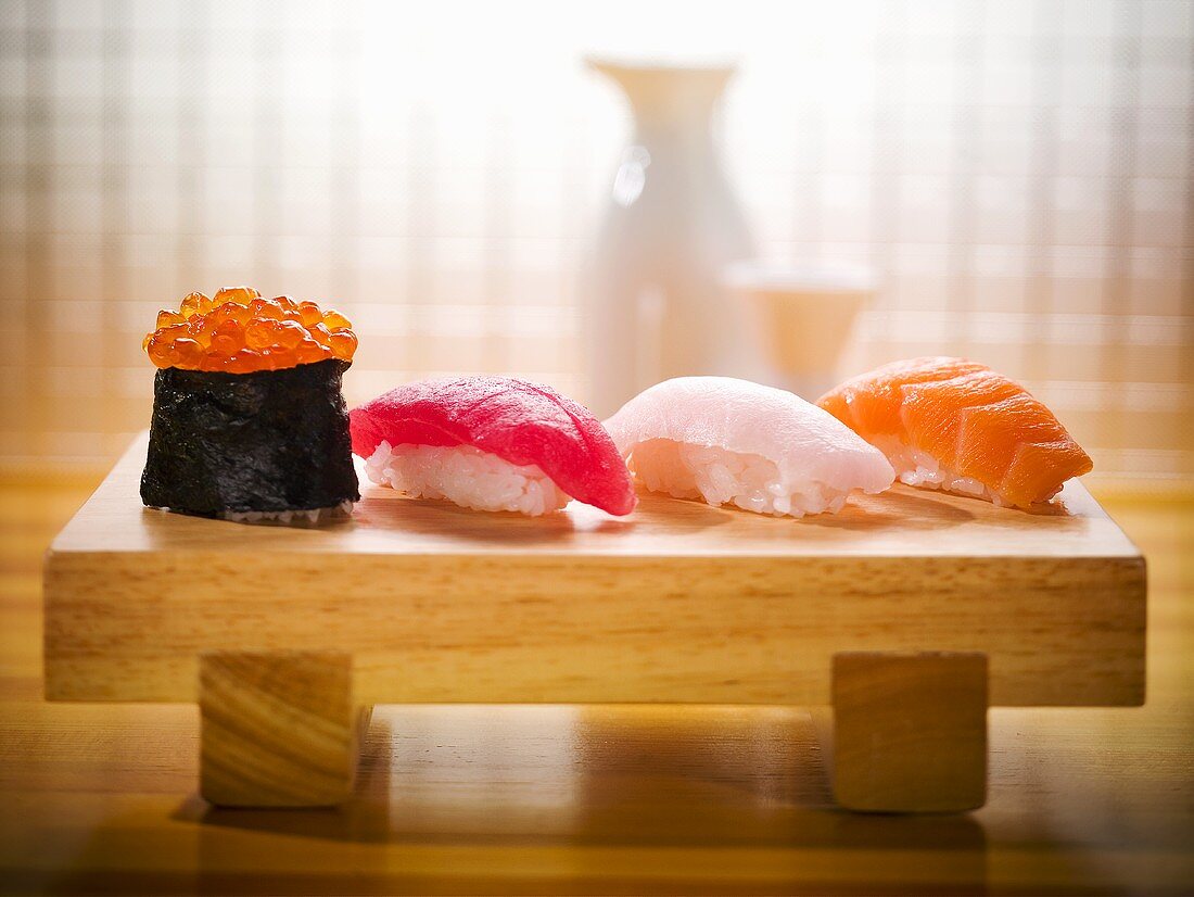 Assorted Sushi; Sake