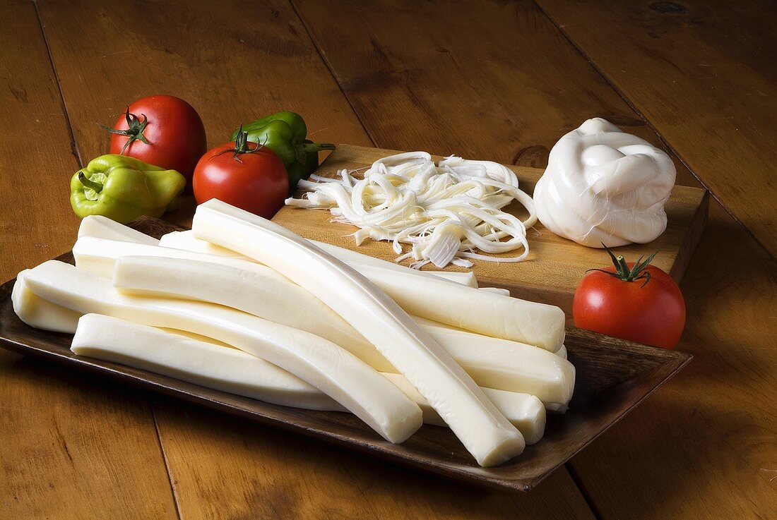 Oaxaca Cheese Varieties; Tomatoes and Peppers