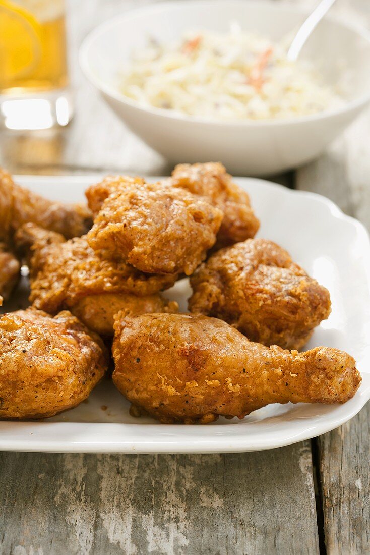 Plate of Battered Fried Chicken