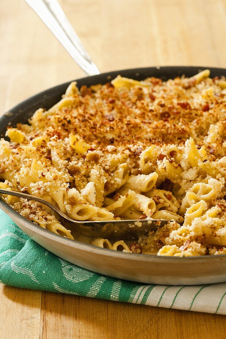 Skillet Carbonara with Penne Pasta