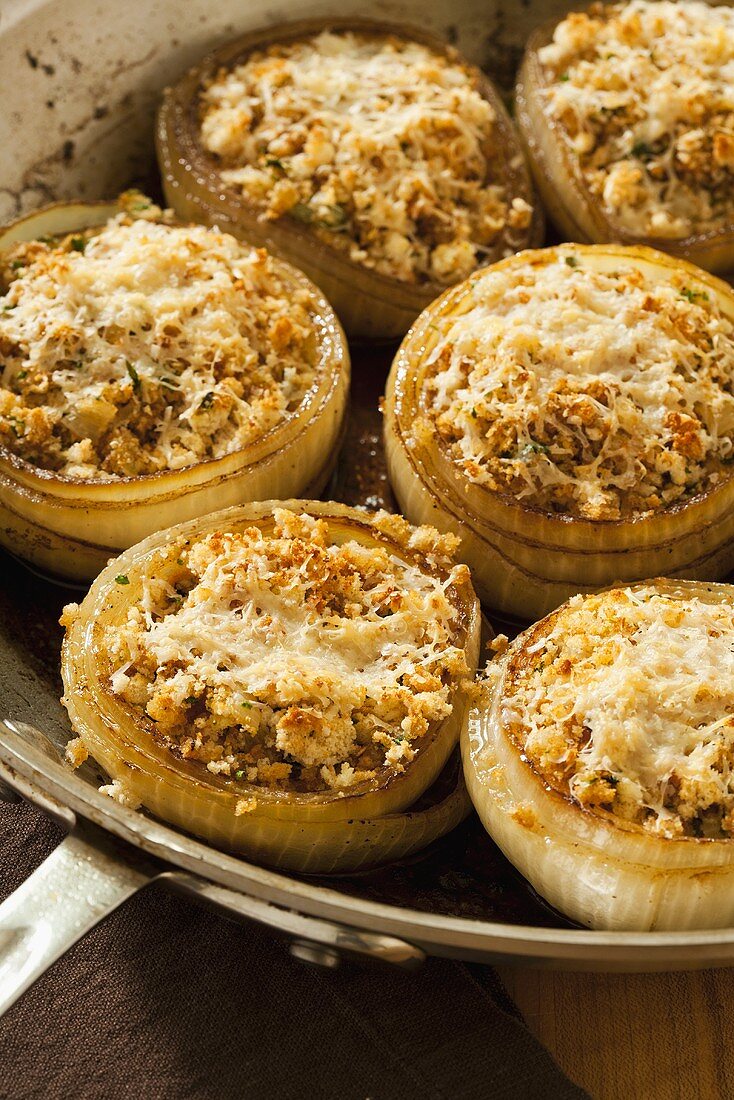 Stuffed Onions in a Skillet