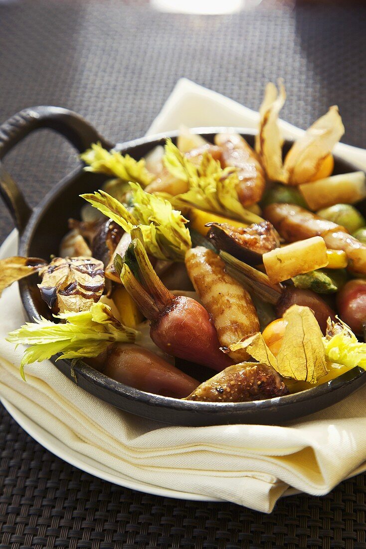 Roasted Vegetable Salad in Cast Iron Skillet