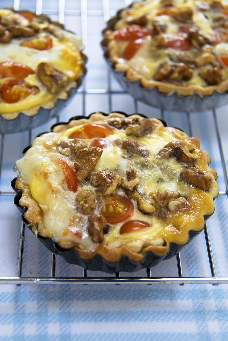 Individual Walnut and Blue Cheese Tarts on Cooling Rack