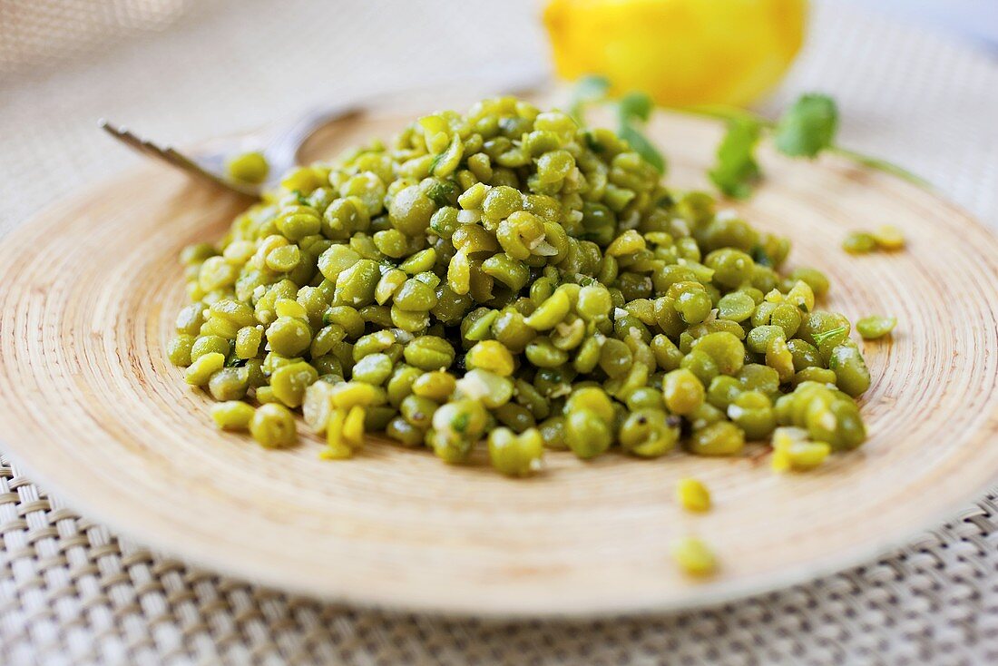 Plate of Cooked Green Split Peas