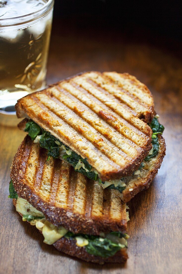 Spinach Artichoke Panini; Halved and Stacked