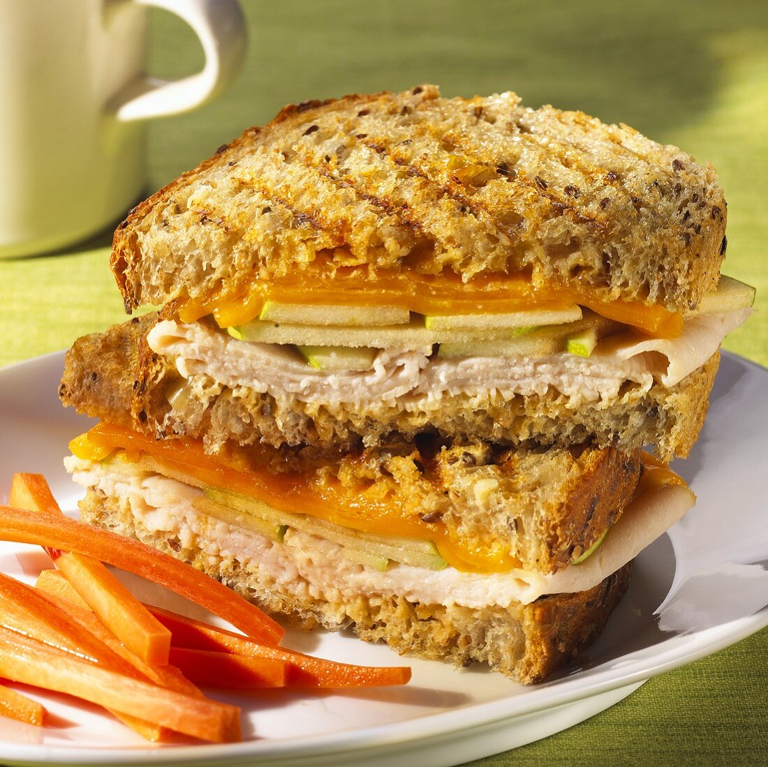 Turkey Apple Melt; Halved and Stacked