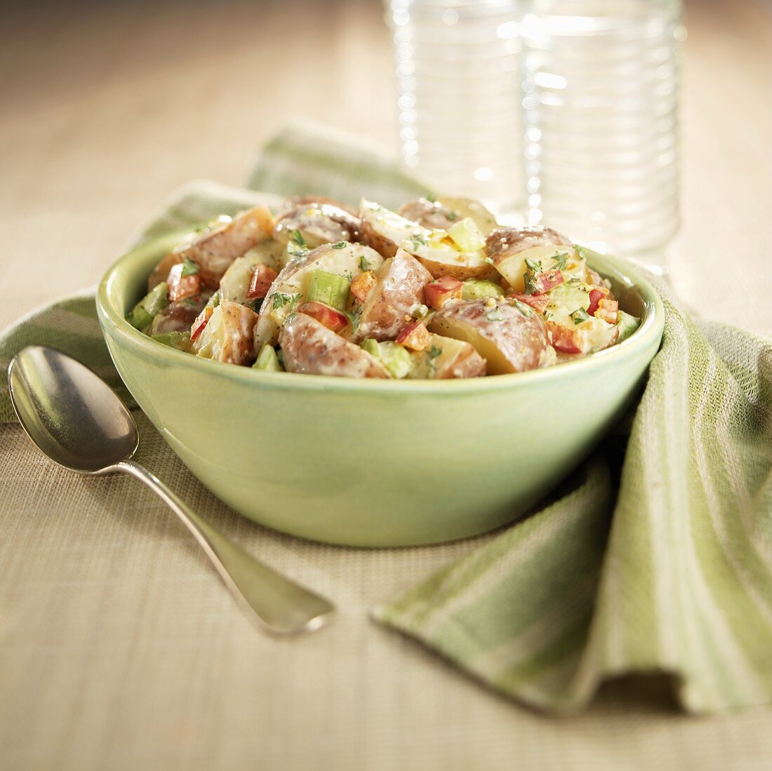 Potato Salad in a Green Bowl