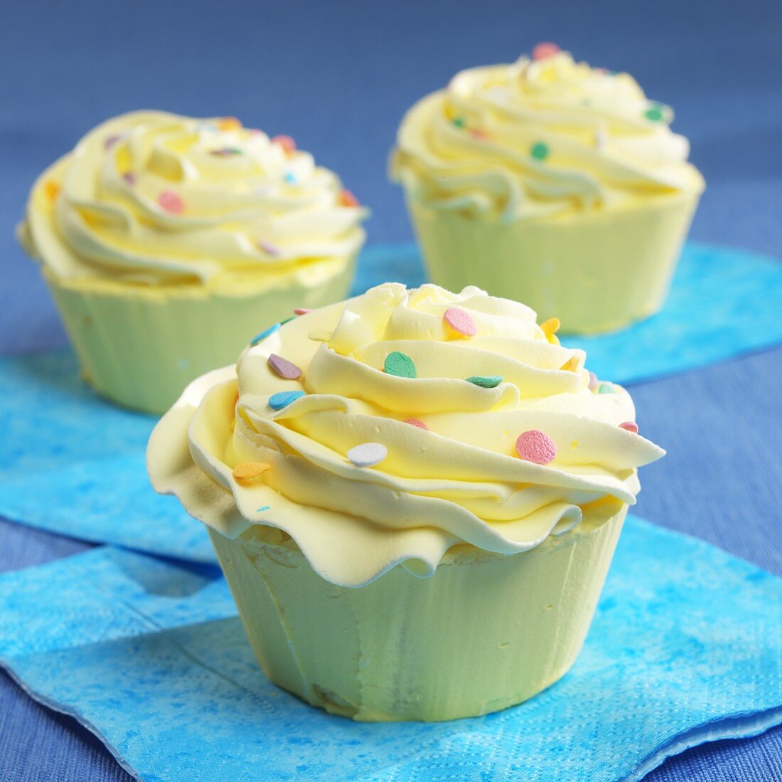 Vanilla Cupcakes with Pastel Sprinkles